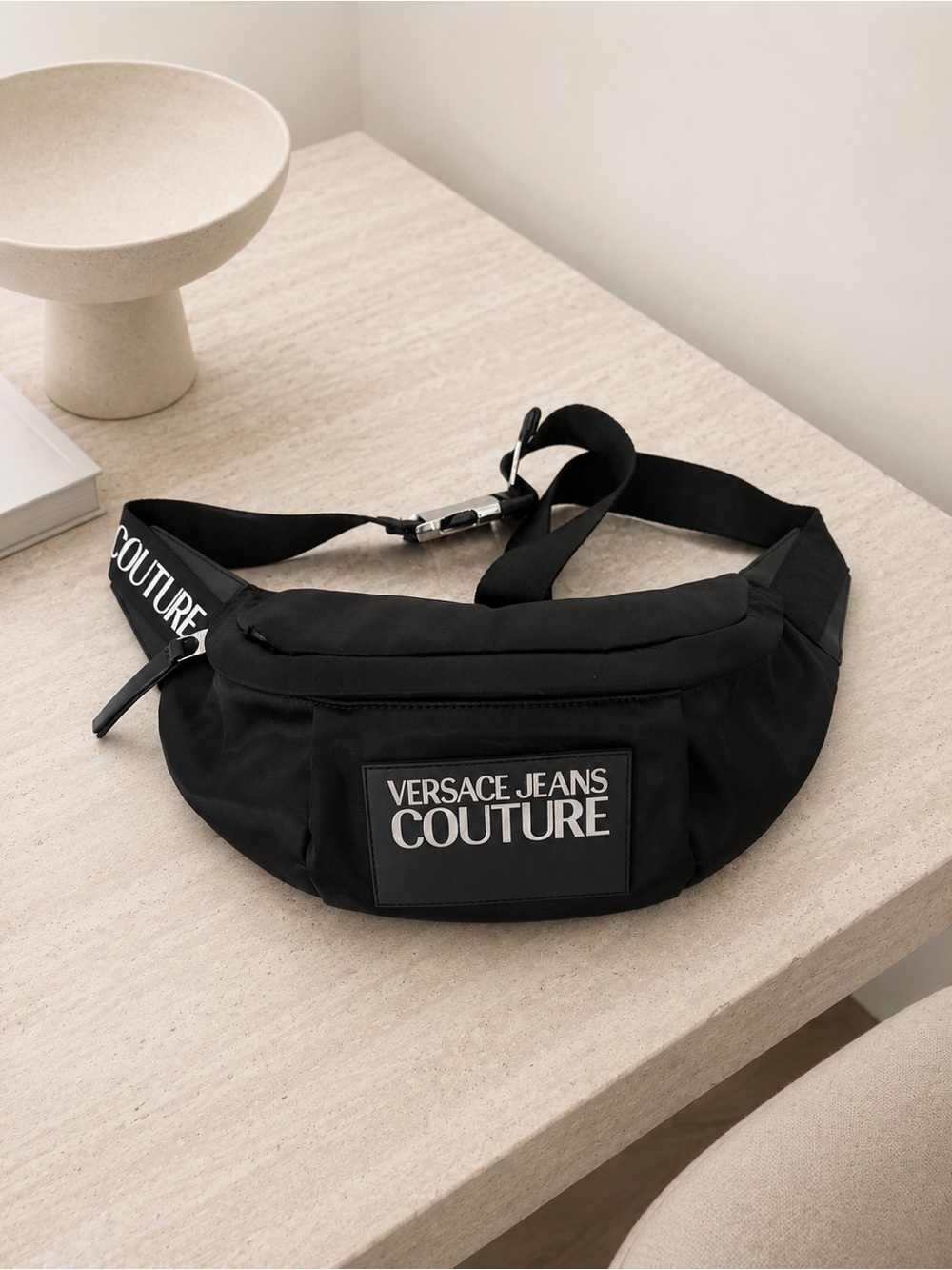 Versace Black Couture Logo Belt Bag